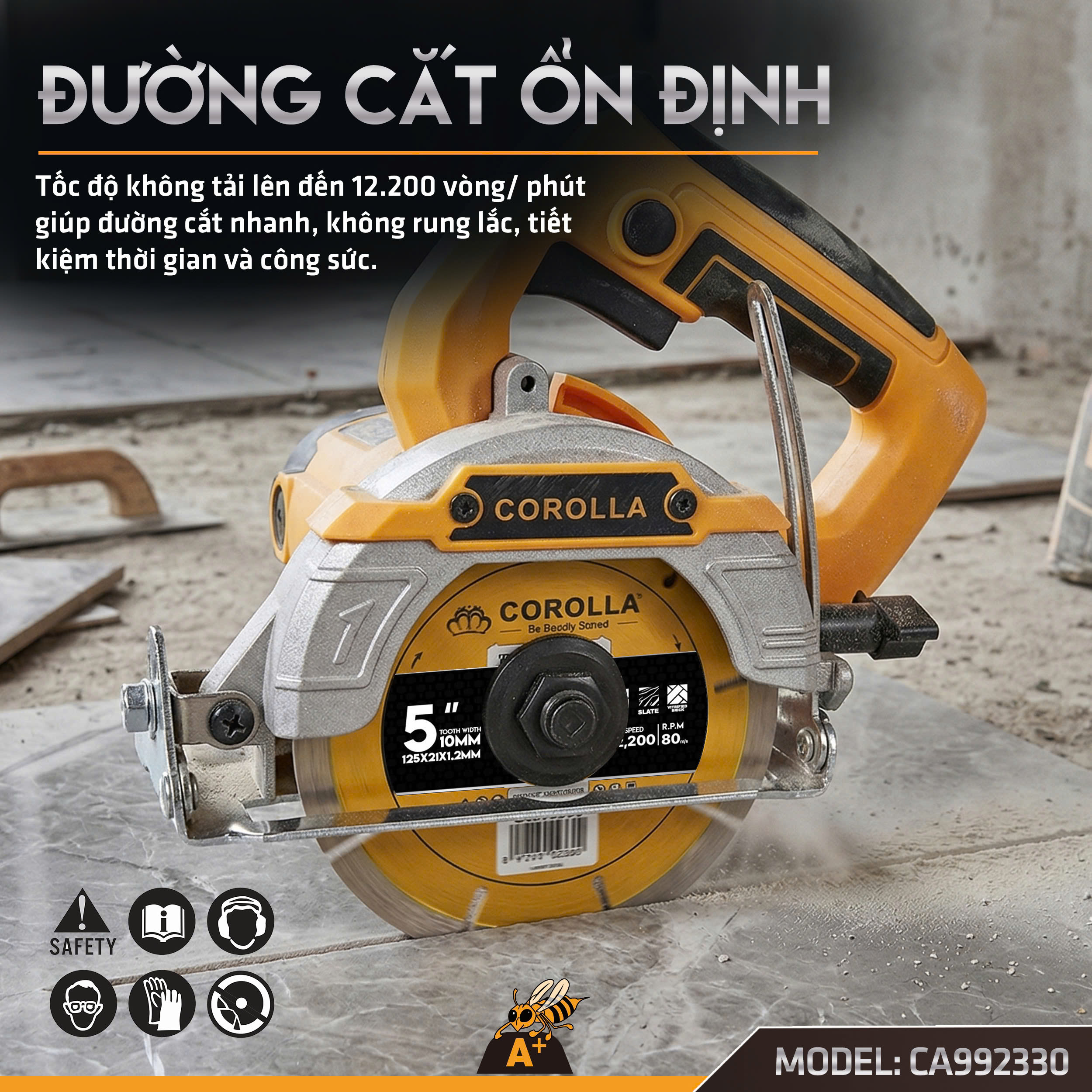 CA992330- LƯỠI CẮT GẠCH 125MM VÀNG XẺ 2