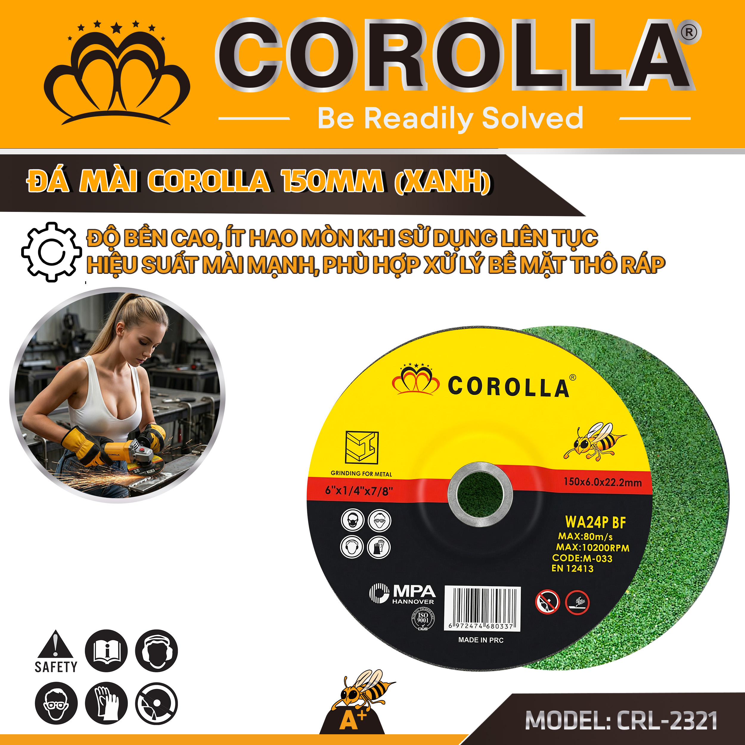 CRL-2321 - ĐÁ MÀI XANH 150MM (1)