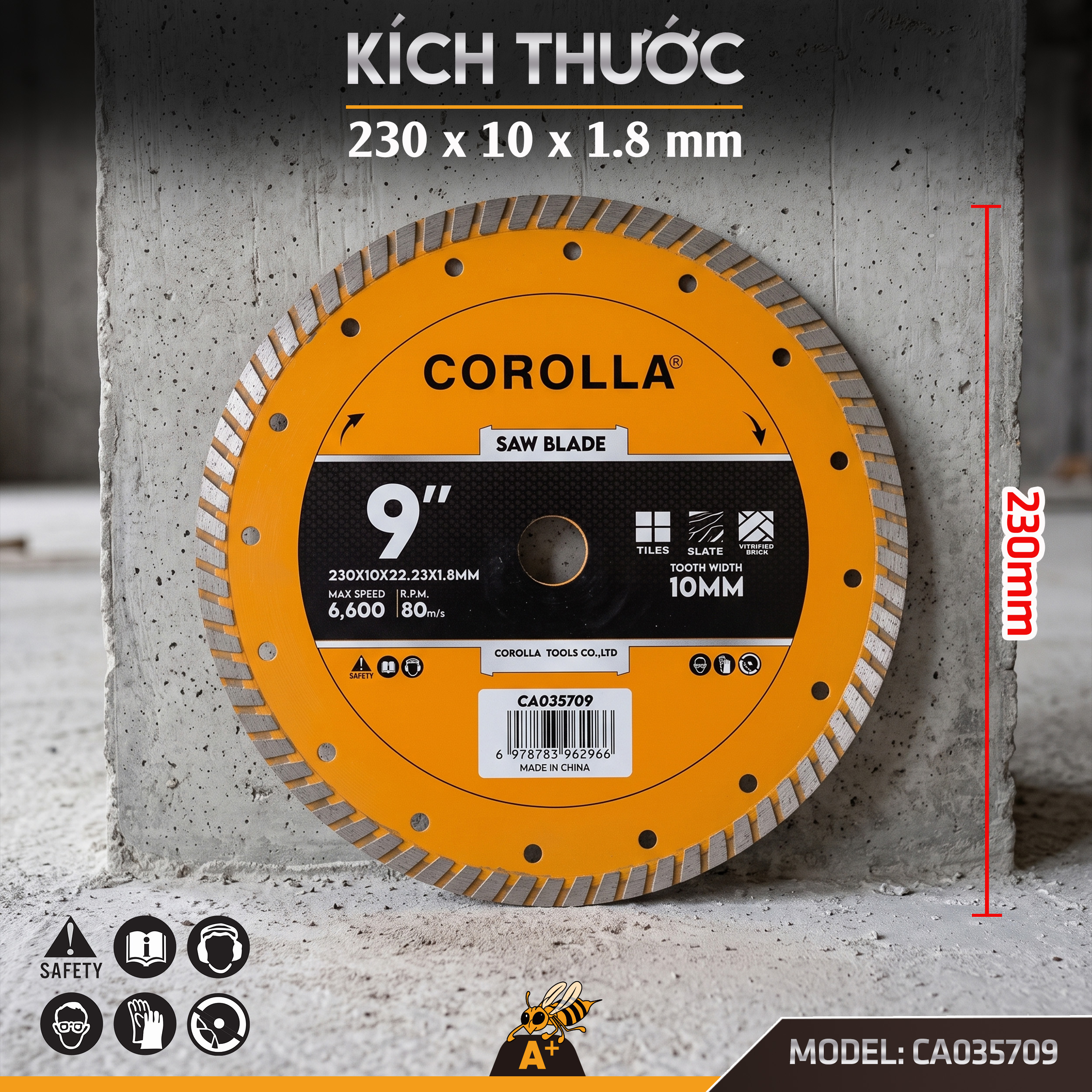 CA035709 - LƯỠI CẮT GẠCH - ĐÁ ME THẲNG 230MM 2