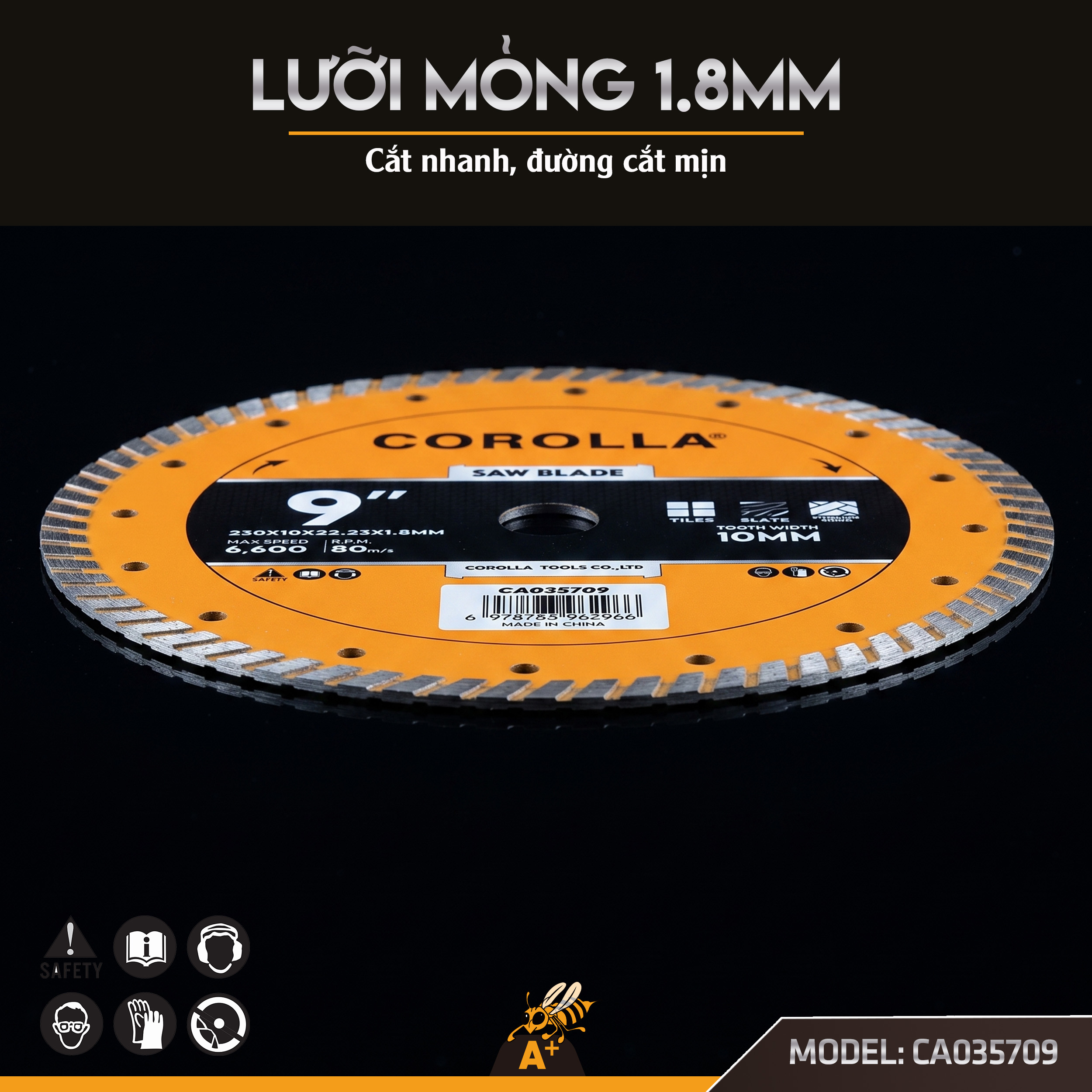 CA035709 - LƯỠI CẮT GẠCH - ĐÁ ME THẲNG 230MM 4