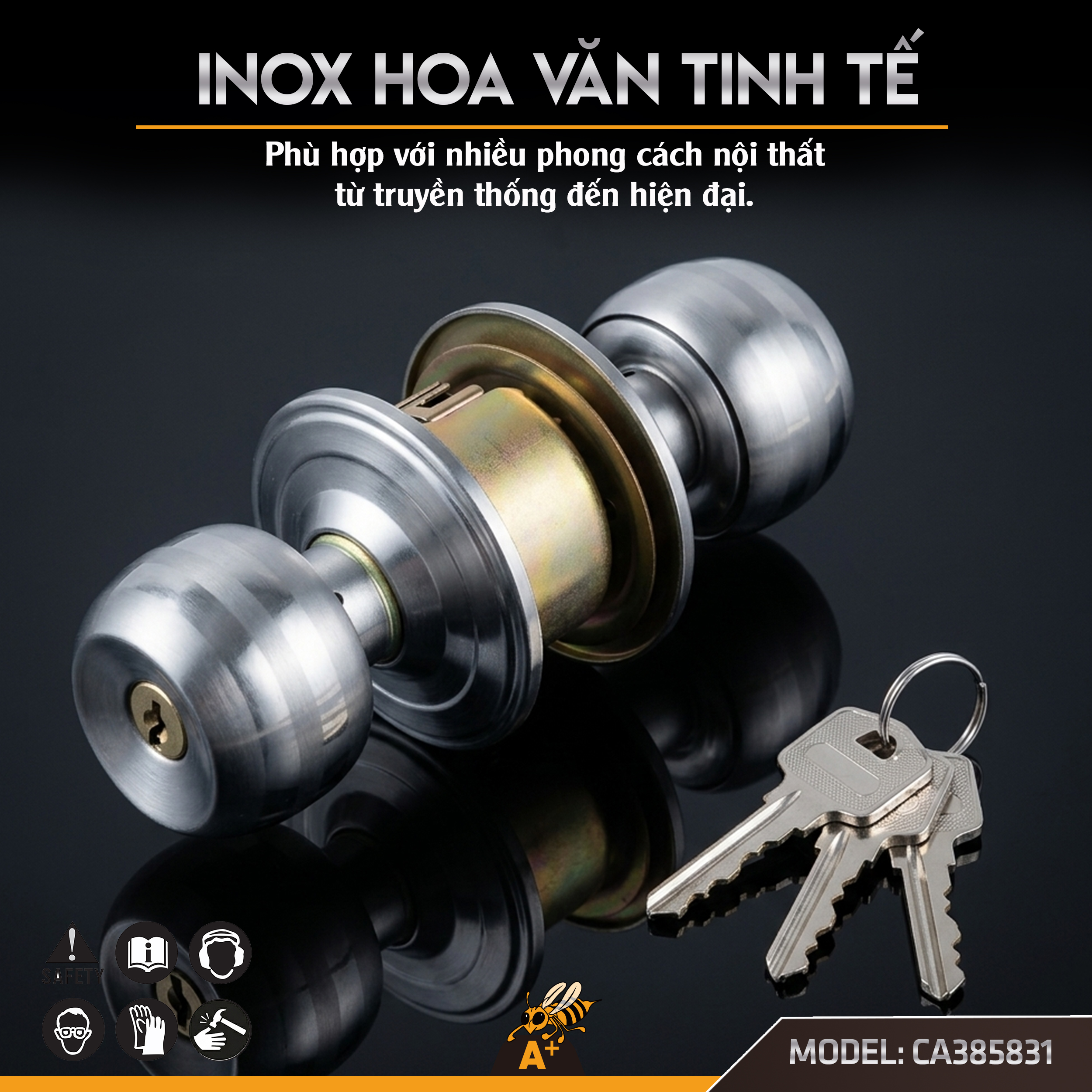 CA385831 - KHÓA ĐẤM COROLLA- MÀU INOX HOA VĂN 4